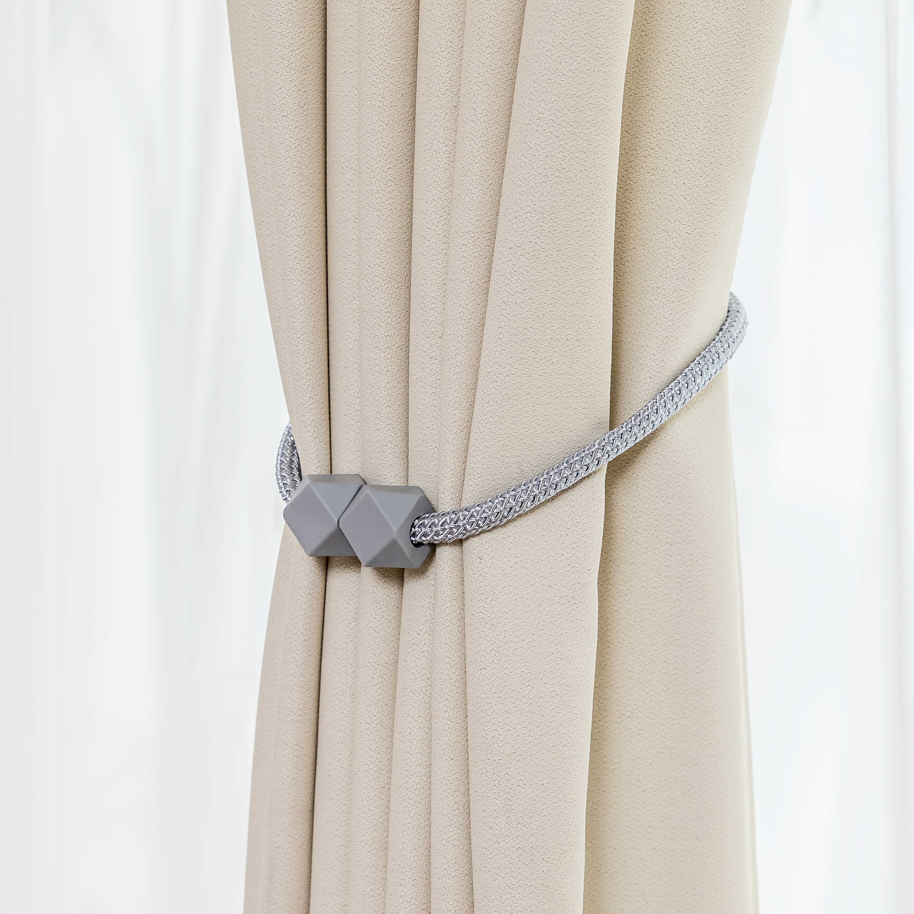 4pcs Modern Magnetic Curtain Tiebacks - Adjustable, Strong Hold for Bedroom & Living Room Decor