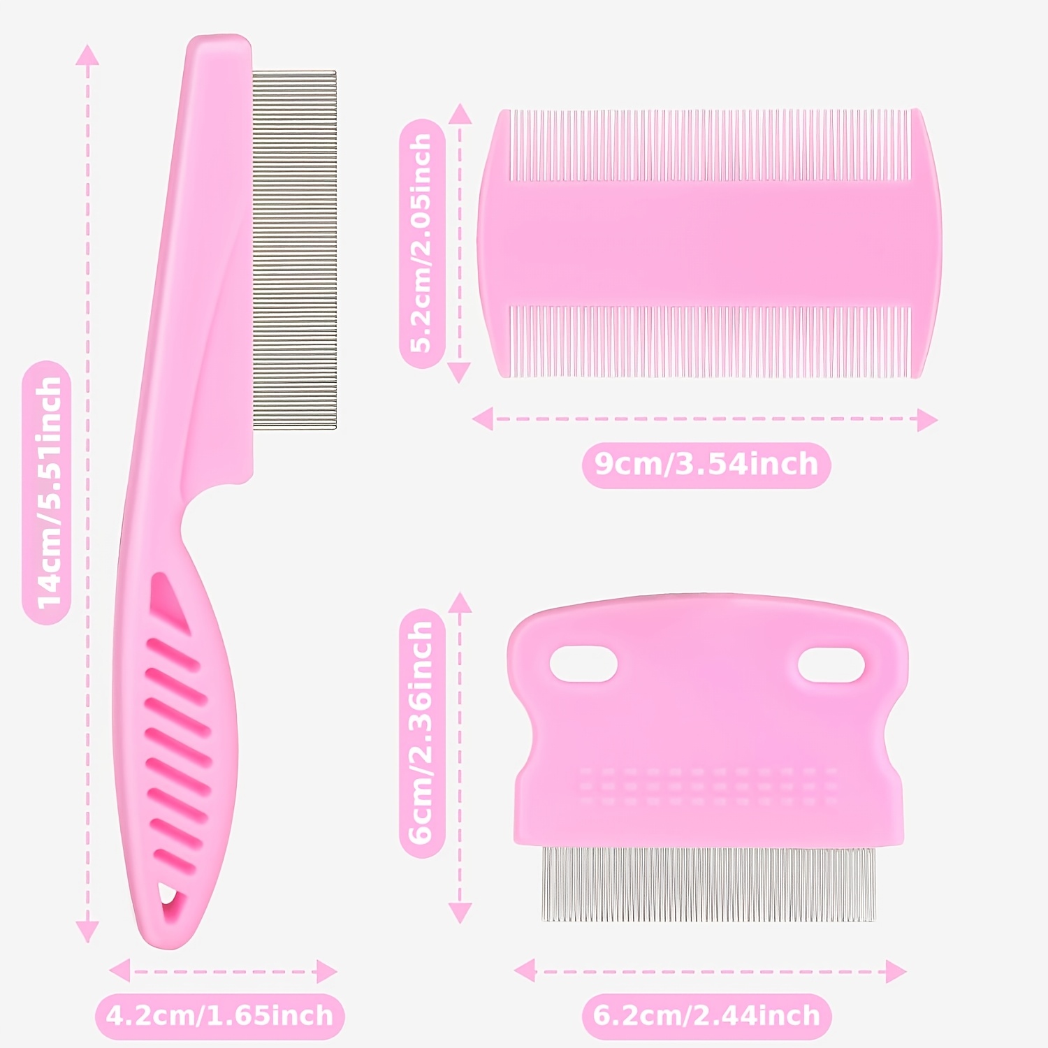 3pcs Pet Flea Comb Set for Cats and Dogs