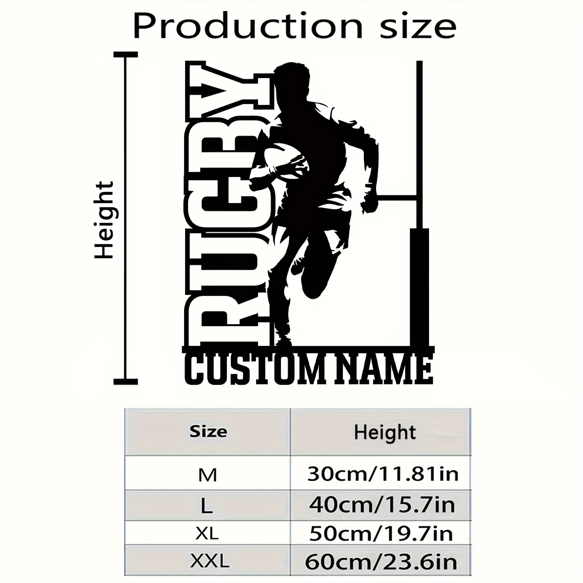 TEMU 1pc Trophée de Rugby Personnalisé - Nom Personnalisable, Construction en Fer Robuste - Silhouette de de Rugby avec Ballon - Pour Homme Cave,