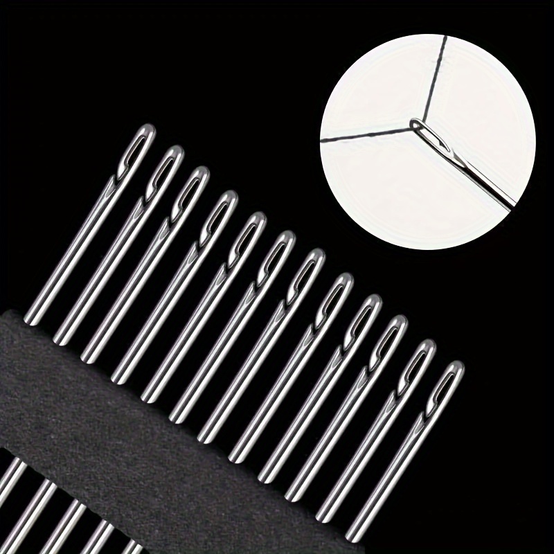 Easythread Sewing Needles Set For Seniors & Visually Impaired No Threading Required, Silver