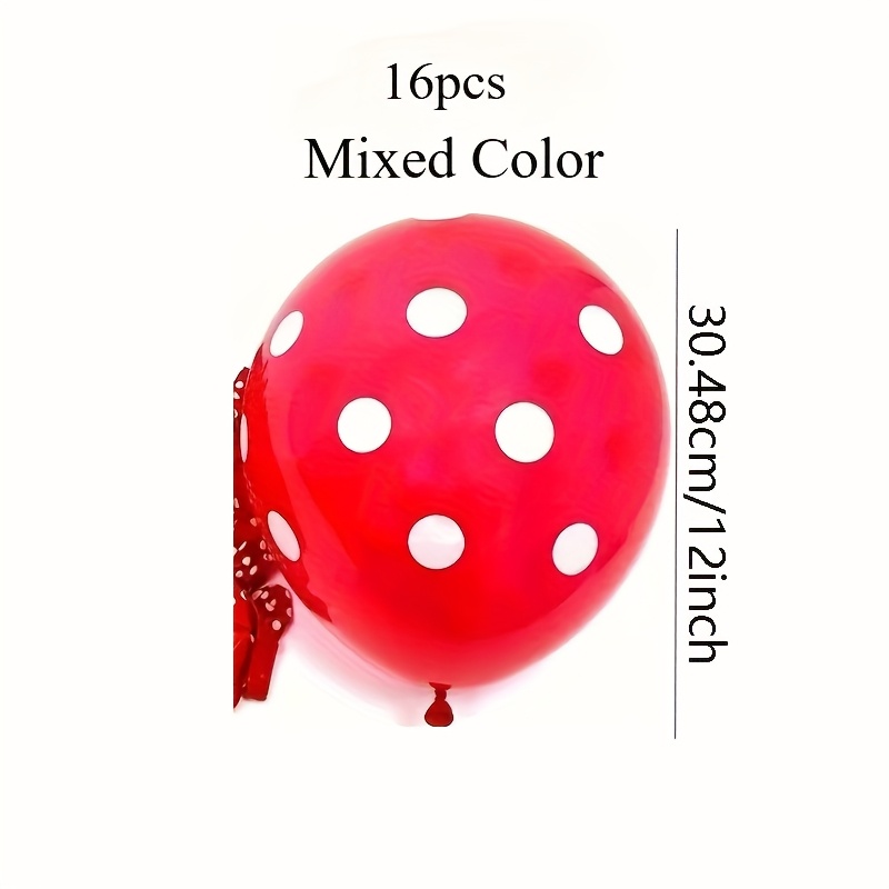 Image of 16pcs Polka Dot Balloons Helium-ready Suitable For Birthday Party Decorations, 12 Inch Round Latex Balloons With Multicolor Dots, Helium For Showers, Weddings, Events - Pack, For Halloween, Christmas