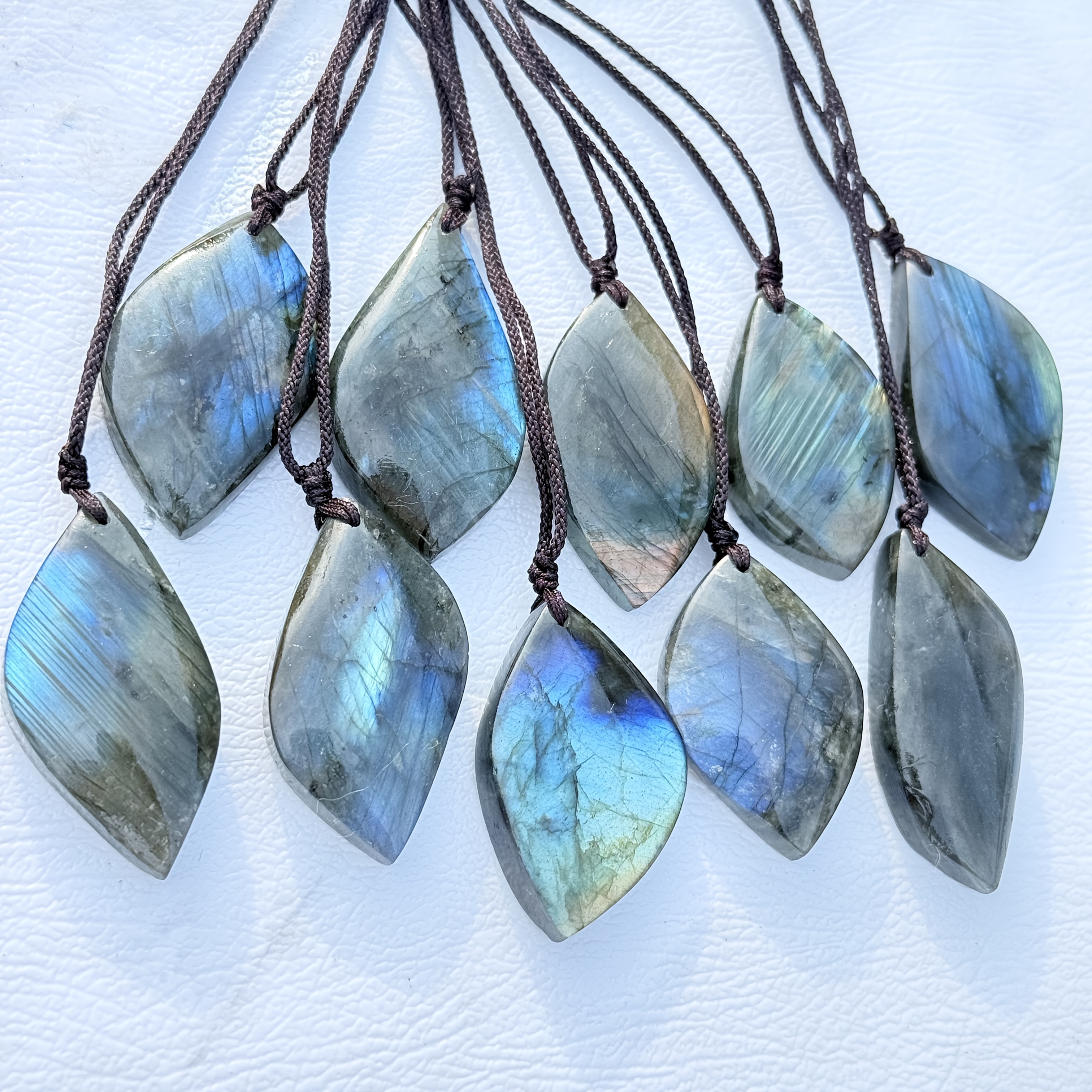 3pc Natural Labradorite Stone Pendant Necklace Set