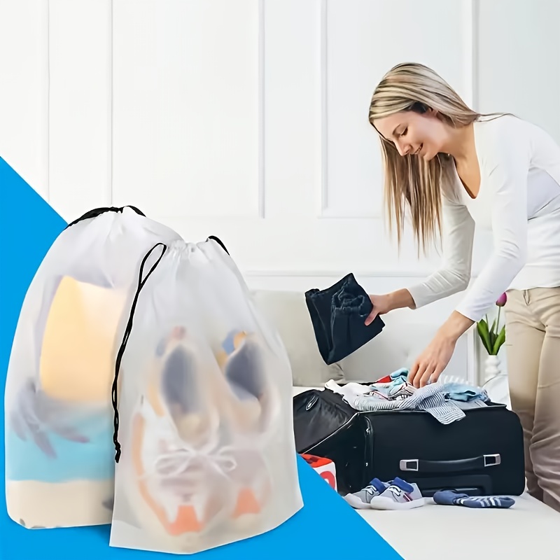 5/10/15/20 piezas Bolsas de malla de almacenamiento semitransparentes, Bolsas con cordón para ropa y almacenamiento de viaje de ropa interior, Bolsas para guardar zapatos, Bolsas para guardar ropa y calcetines