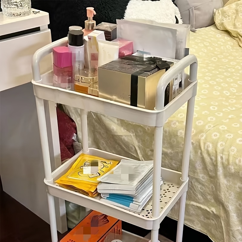 three layer rack trolley floor   kitchen multi layer mobile bathroom bathroom bedside storage shelf christmas details 3