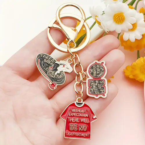 hip hop style keychain charms unique alloy bag accessories with take break without no disappointment designs cute handbag charms for purse key organizer cute keychain accessories purse decoration design durable charms