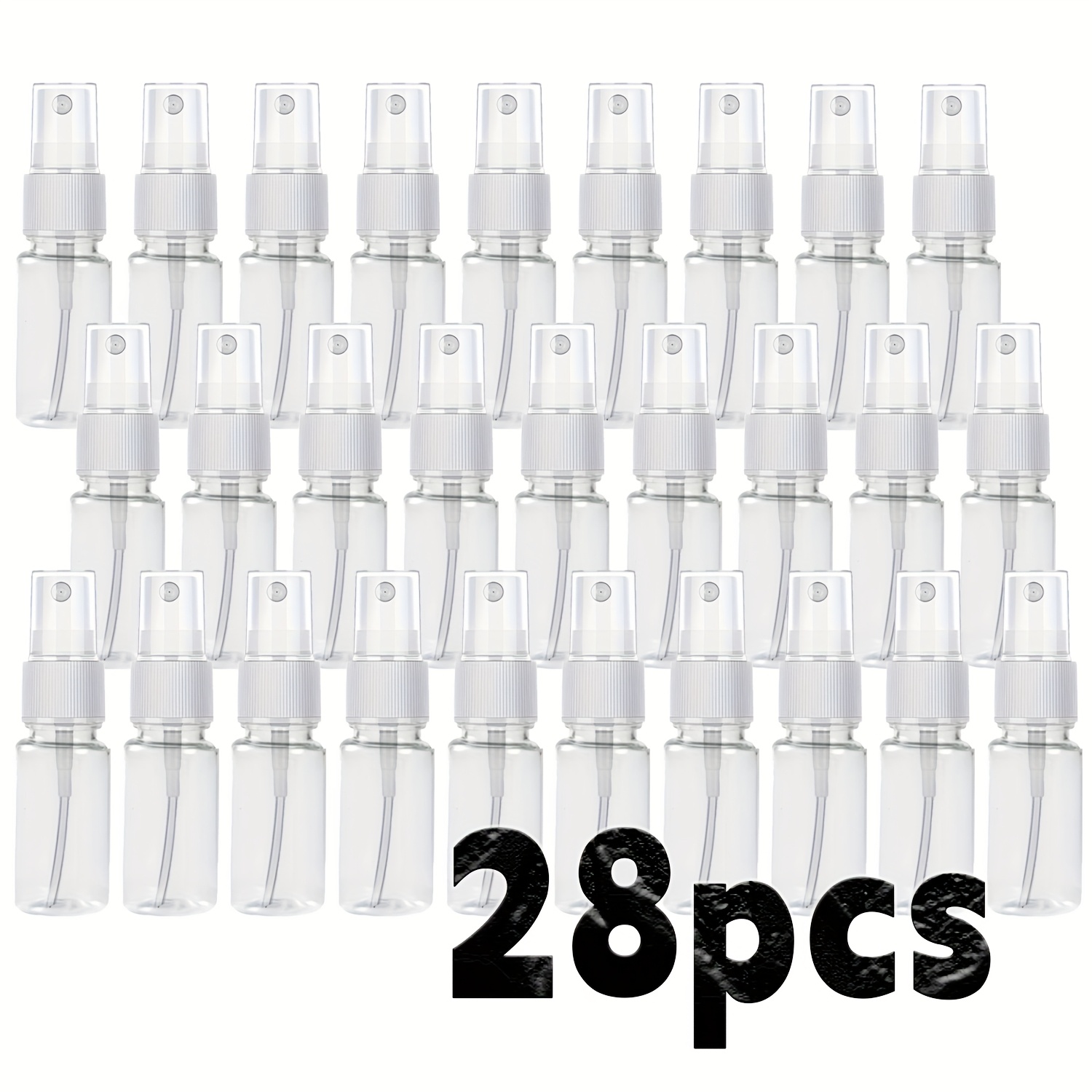 TEMU 28pcs 10ml Plastic Spray Bottles Made Of Pet Material, Reusable For Storing Liquids Like Cosmetics, Essential Oils, Ink, And