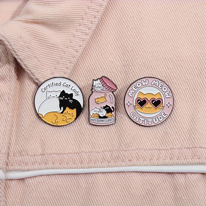 

1/3pc Cute Cat Lapel Pin Cartoon Metal Brooch Jewelry For Women Men Hat Backpack Bags Badge Pins Accessories Jewelry Gifts