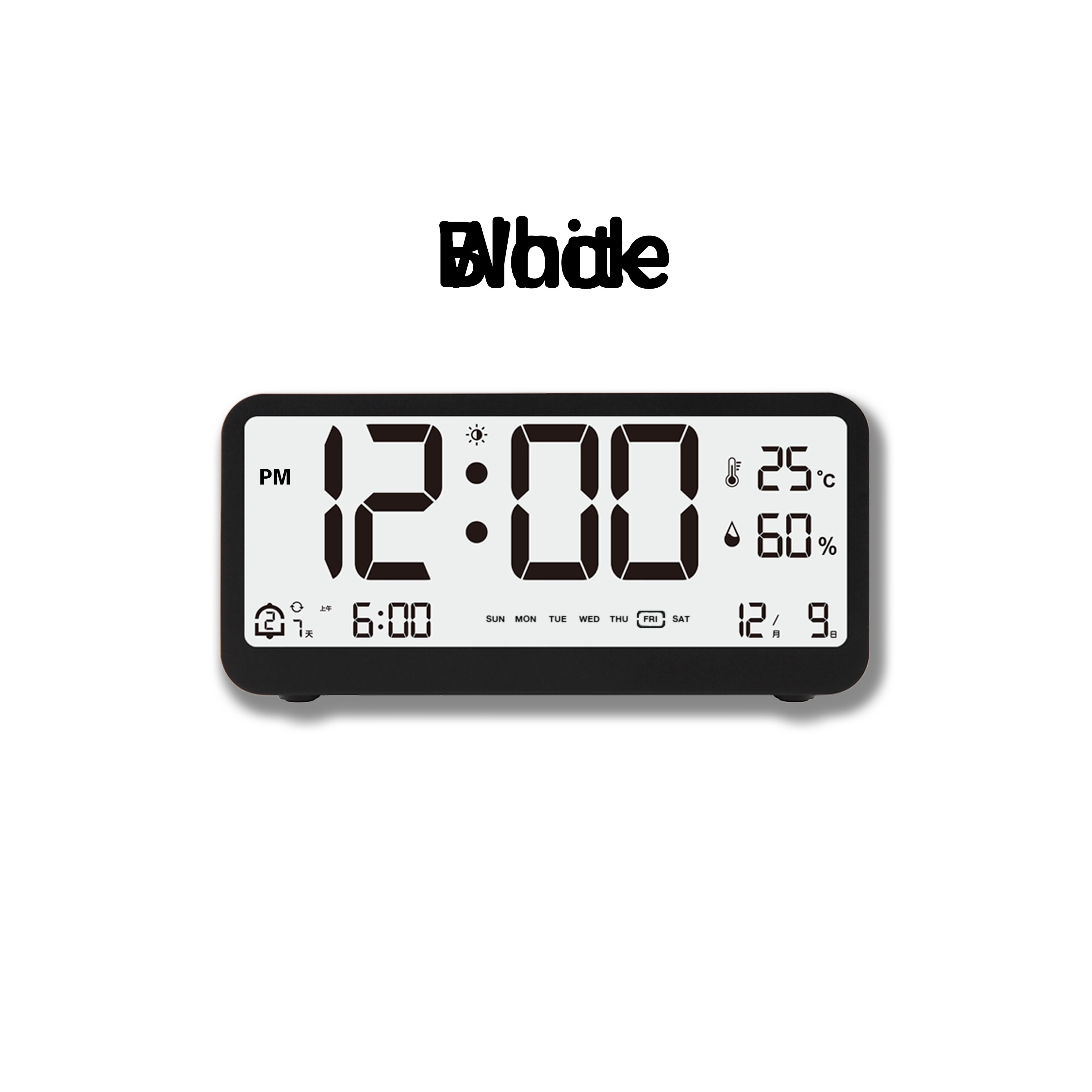 TEMU Digital Alarm Clock With Large Light, -up/, Button & Temperature/humidity Monitor - Lcd Display, Night Light, Buzzer Alarm, Abs Bedside Clock