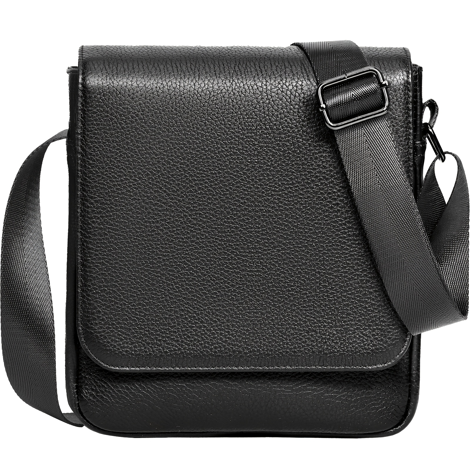 Image of Eshow Men's Rfid Blocking Anti-theft Genuine Leather Crossbody Bag With Safety Zipper & Brush Pocket, Adjustable Strap, Small Shoulder Bag Suitable For Work, School, Travel, Daily Use - Ideal Gift For