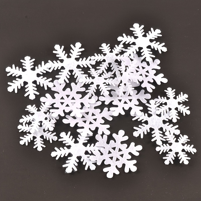 Image of 50pcs 5cm/7cm Mixed White Artificial Snowflake Patches For Scrapbooking Handmade Additions Stickers Winter New Year Scene Crafts Christmas Tree Decor