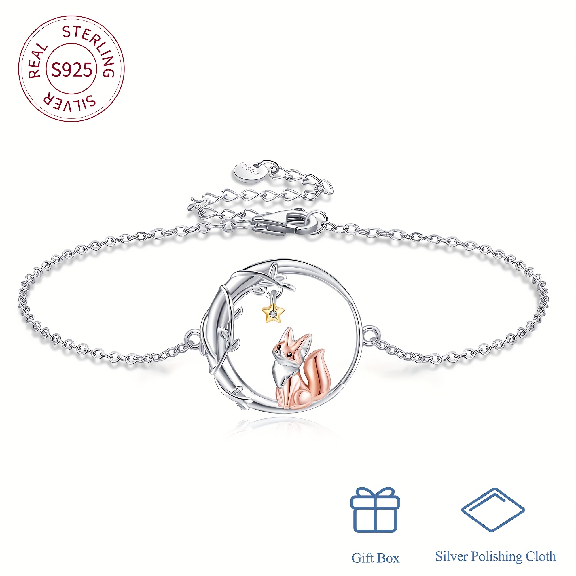 925 Sterling Silver Fox Bracelet — Animal Jewellery for Women