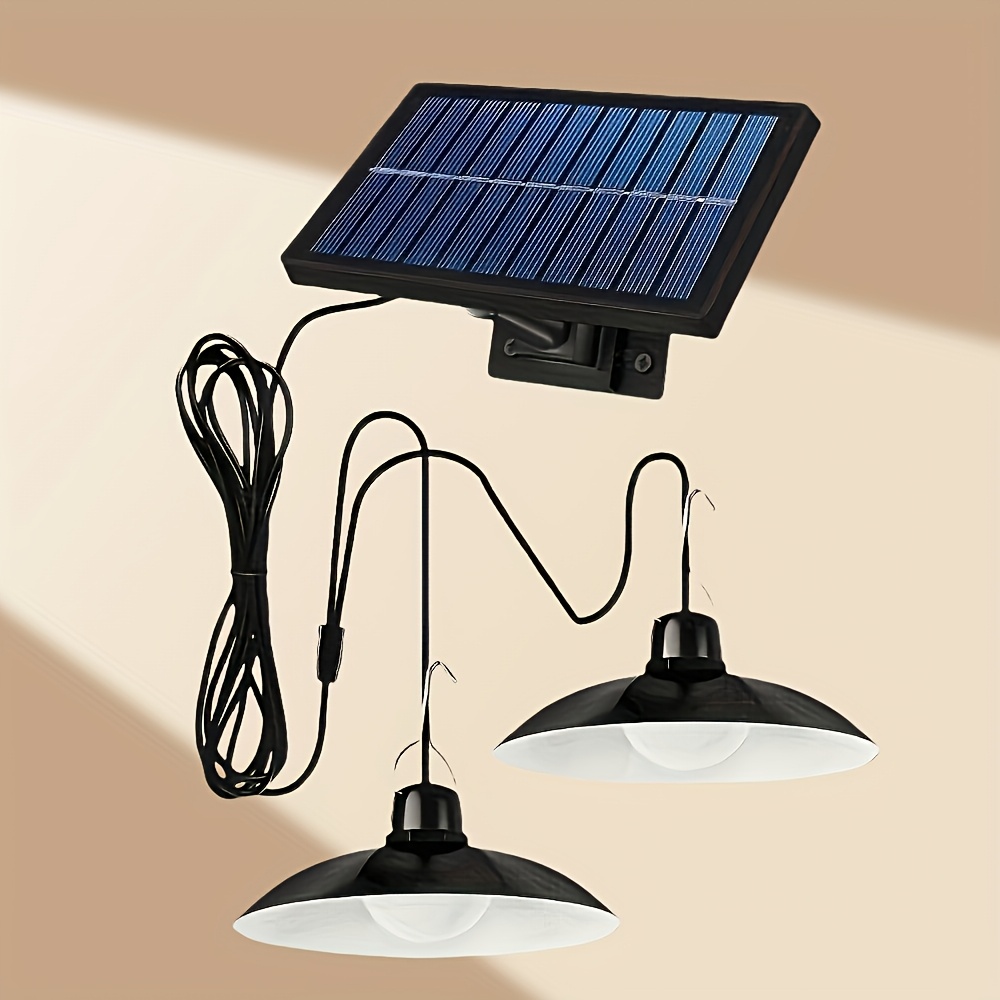 TEMU 1pc Lampe Solaire LED Suspendue - Suspension à Double/Tête Unique, Lampe d'Éclairage Extérieure et Intérieure, Adaptée aux Terrasses, Garages,