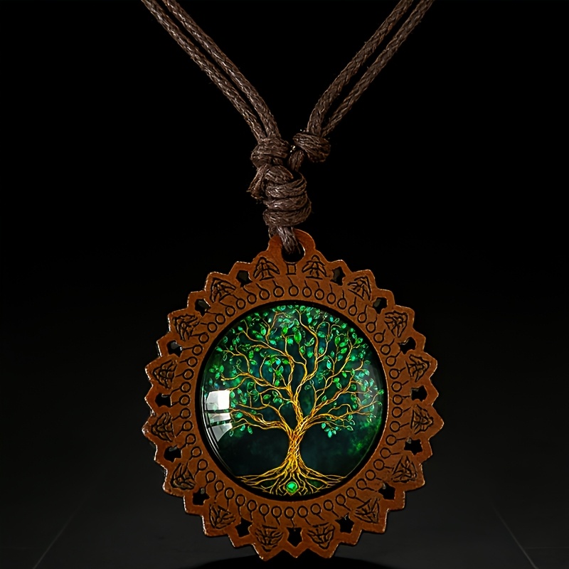 TEMU Collier en bois Arbre de Vie, Collier en bois rétro facile à , Idéal pour s' , Cadeau de Noël