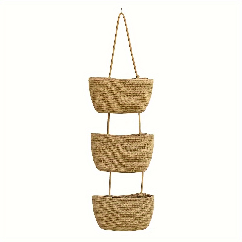 3 tier Cotton Rope Woven Hanging Storage Baskets Detachable - Temu