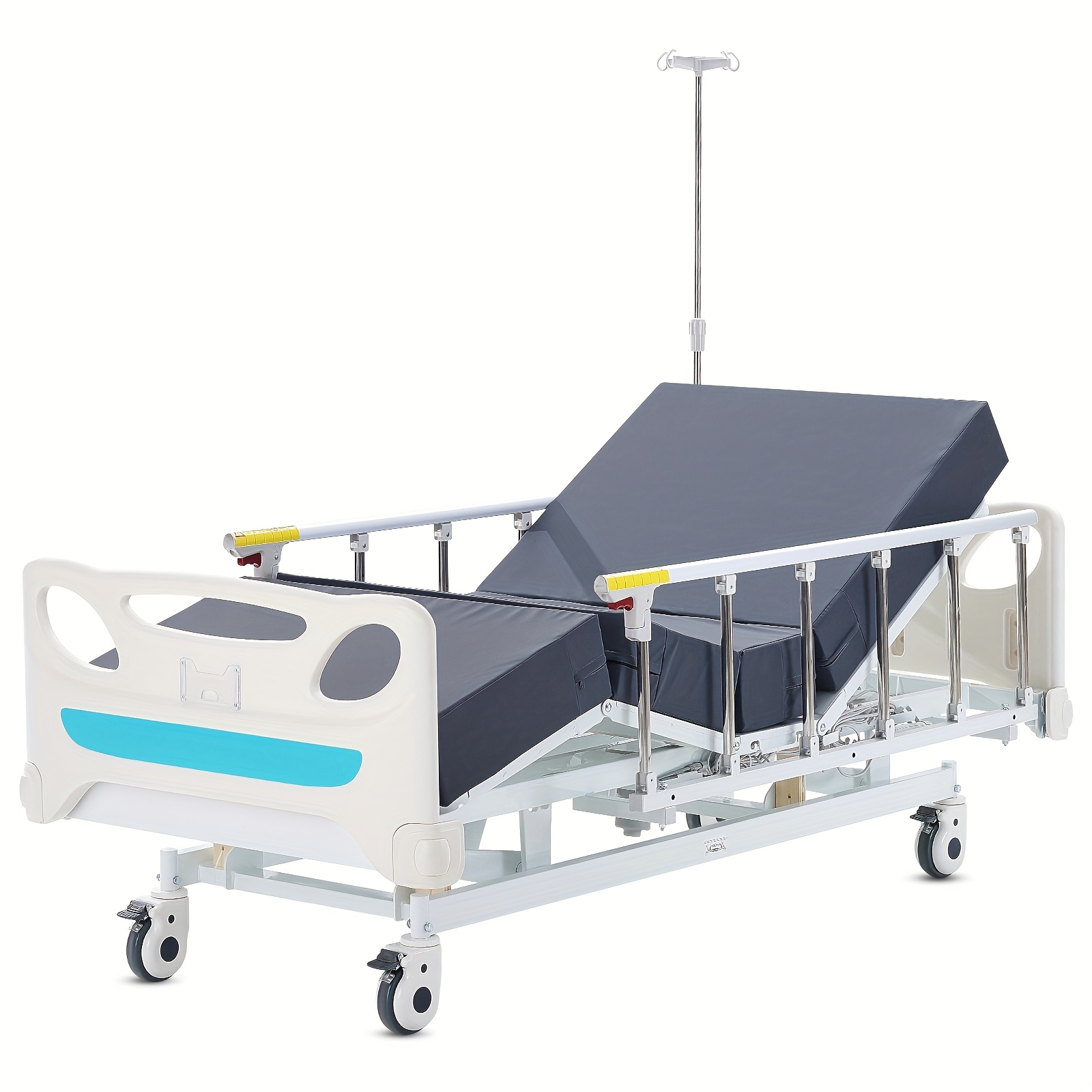 premium 3 function   bed with mattress iv pole handheld controller 5 inch locking casters for home use 440 lbs loading capacity Product details 7