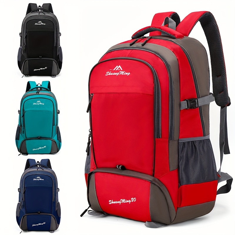 80l lightweight travel hiking backpack - large capacity unisex outdoor  sports & business backpack with multiple compartments, padded straps & mesh side  pockets - black, backpack for travel, hiking gear, , secure