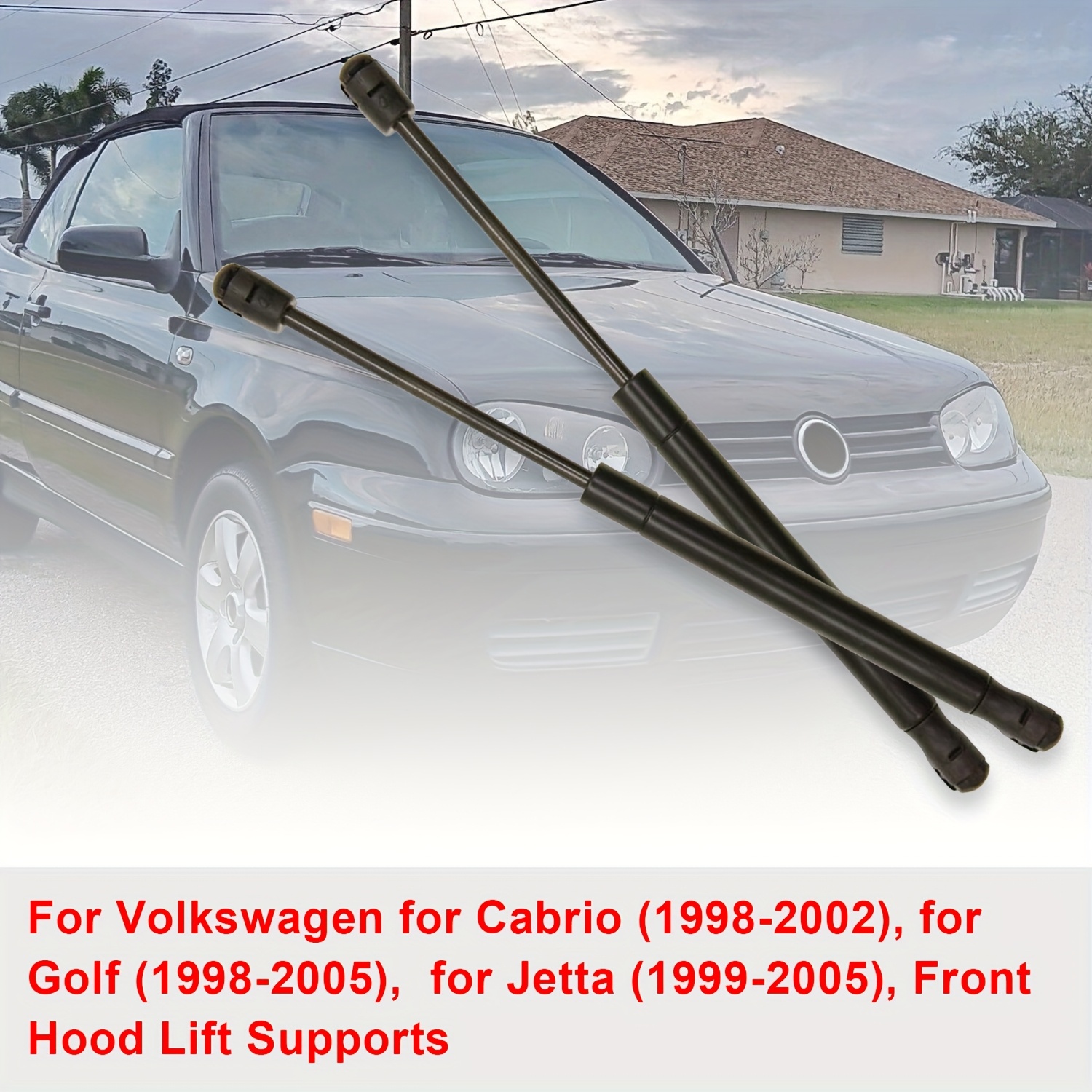 TEMU 2pcs Gas Struts For For (1998-2002), For Golf (1998-2005), For Jetta (1999-2005) Front Hood Lift Supports With Oe 1j0823359, 1j0823359c,