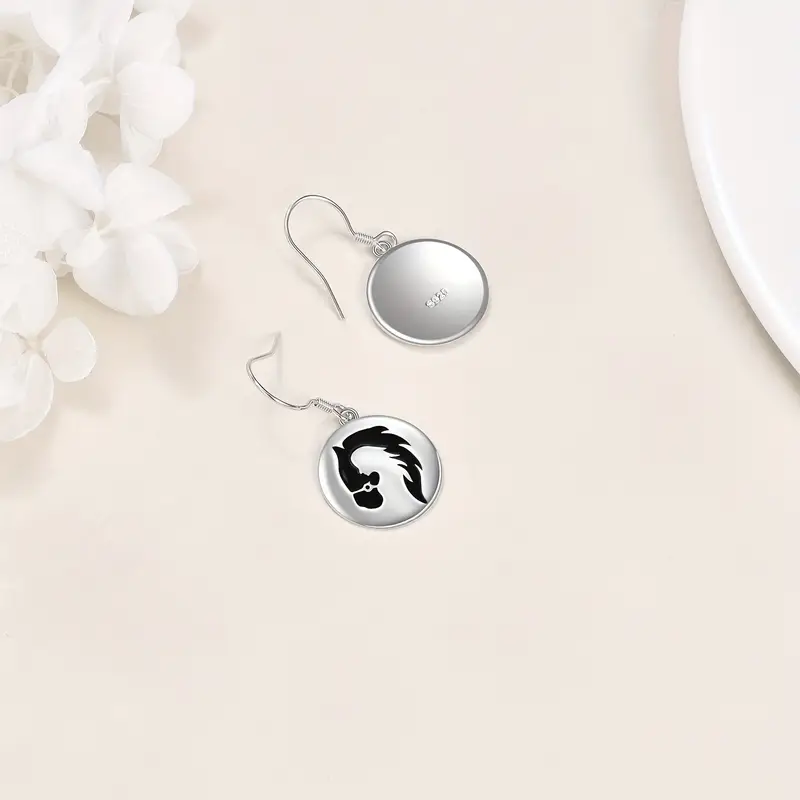 925 sterling silvery horse drop earrings dangle earrings jewelry gift for women Product details 3