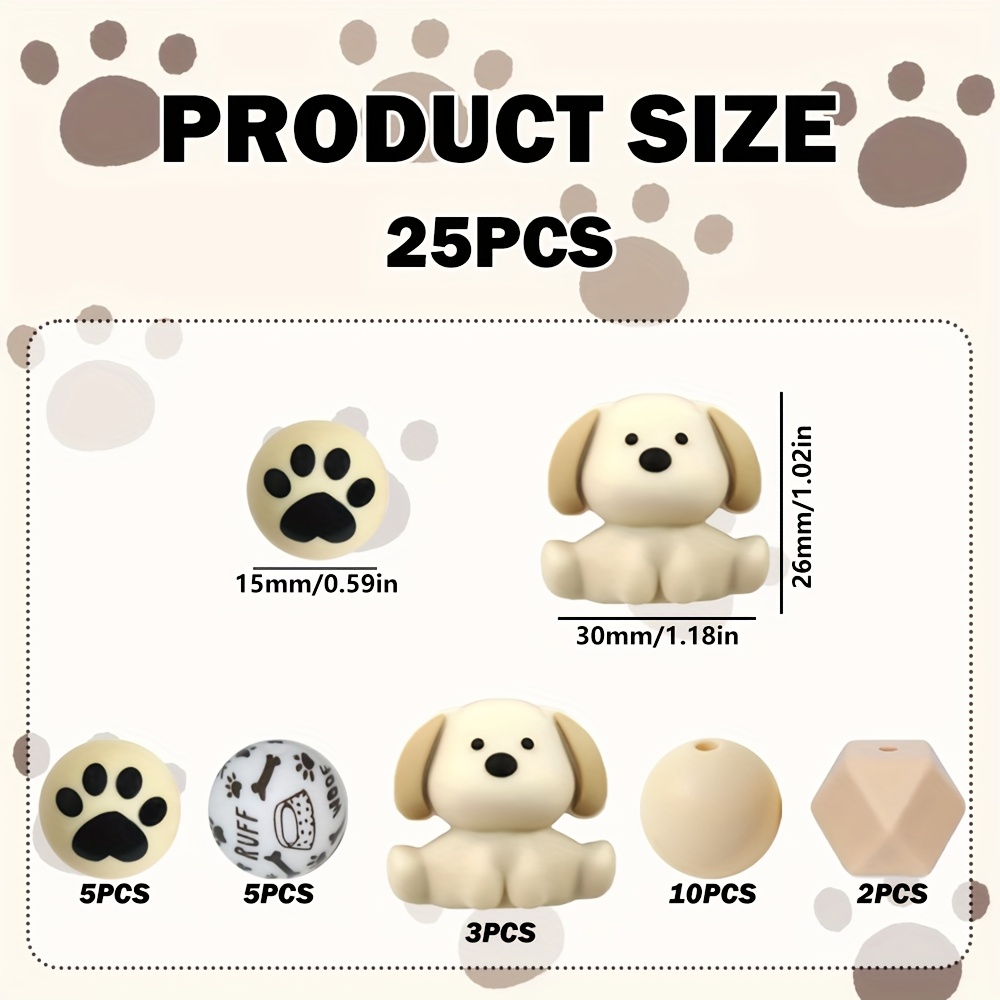 E-shop 25 Stk. Tier-Welpen-Silikonperlen, geeignet für dekorative Accessoires, Schlüsselanhänger, DIY-Stiftperlen, Handarbeiten, Geschenkperlen