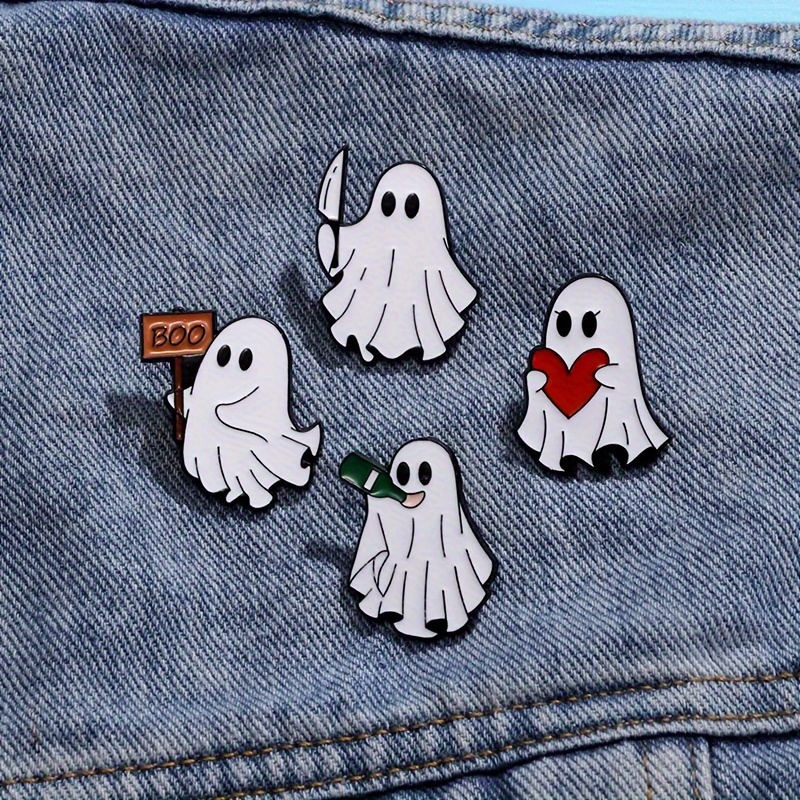 

4pcs Halloween Enamel Pin Set - Cartoon Badges For Backpacks, Hats & Jackets | Classic Zinc Alloy Fashion Accessories