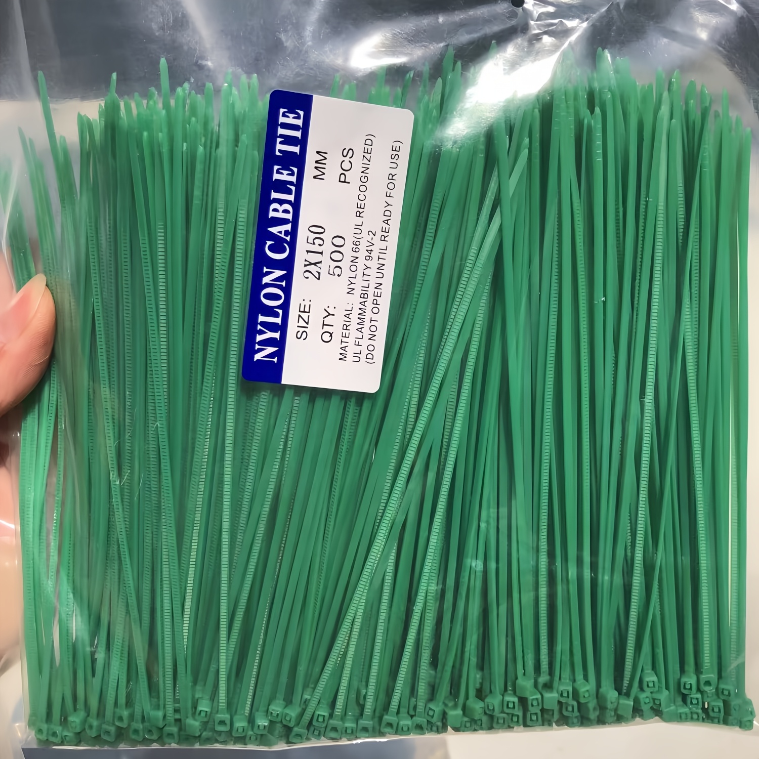 Image of A Pack Of 500pcs Dark Green Nylon Cable Ties, Cold-resistant, Wear-resistant, Suitable For Garden, Gardening Plant Binding Ties