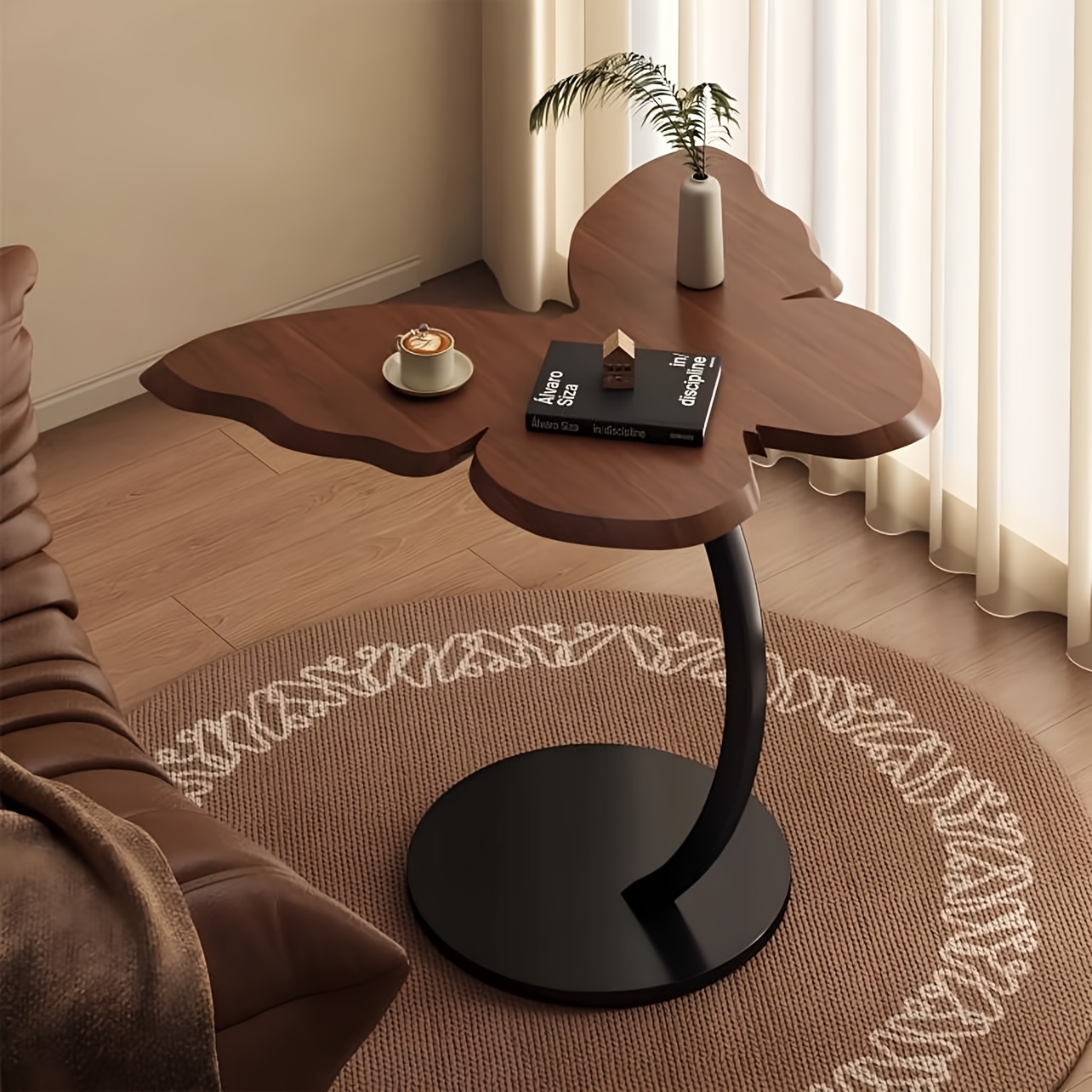 TEMU A Side Table Designed | A Small Vintage Tea Table | Features A Sturdy Metal Base | A Decorative Piece For The Living Room And Bedroom |