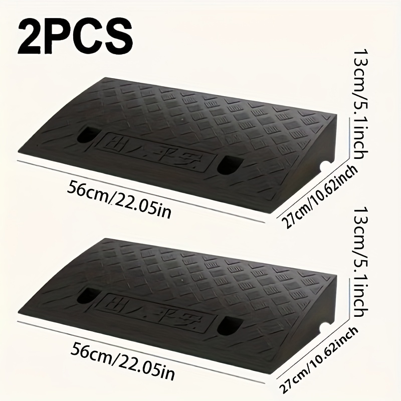 2 Portable Curb Ramps, Lightweight Plastic, Heavy-duty Plastic Threshold Ramp Set, Suitable for Low Floor Vehicles, Lane Loading, Motorcycles, Wheelchair Travel, with Dimensions Of 19.68 Inches Long X 10.6 Inches Wide X (2.75/3.5/5.1) Inches High