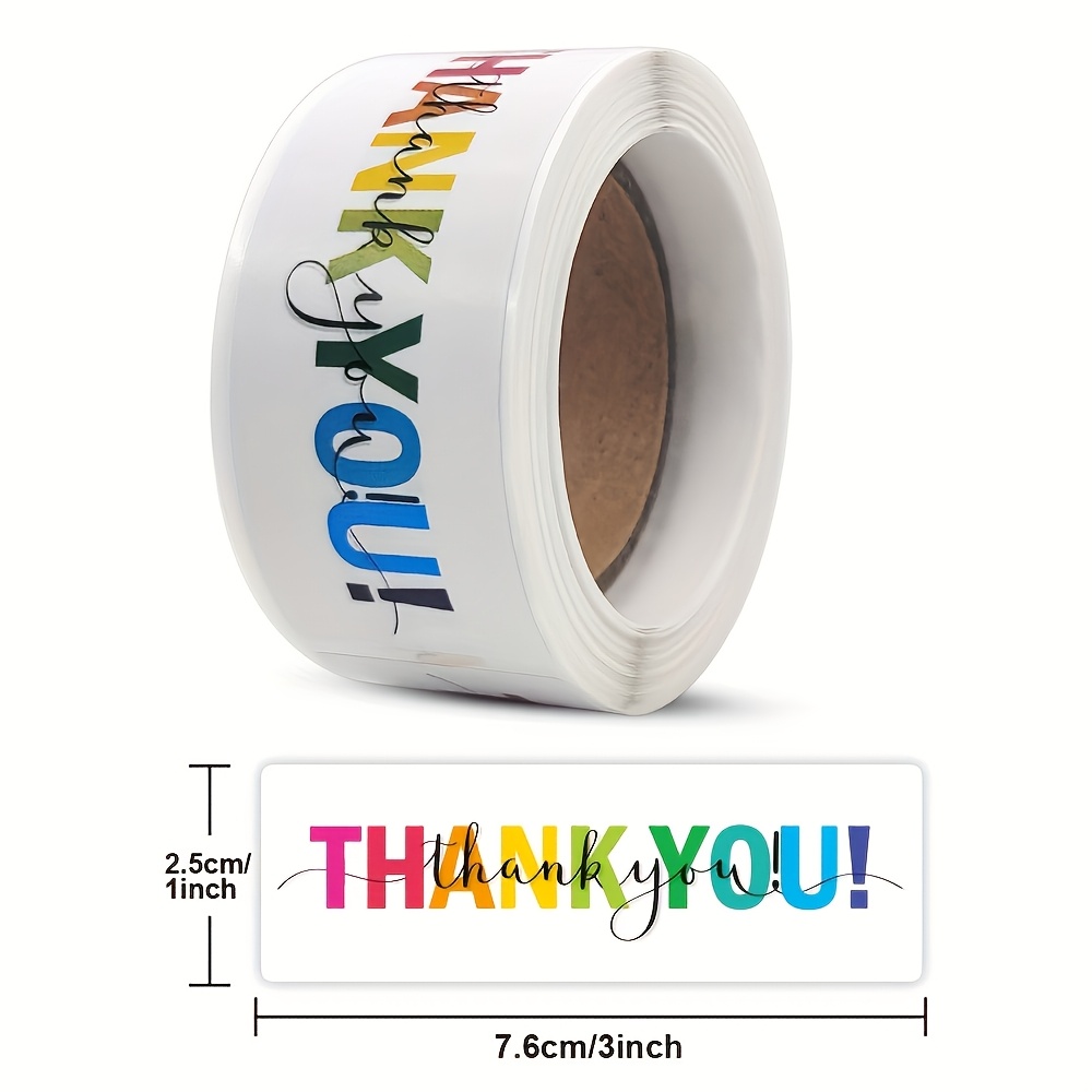 TEMU 120pcs Adesivi "Grazie" - Etichette Eleganti per Biglietti di Ringraziamento, 1x3 Pollici (2.5x7.5cm), Colori , per Confezioni Regalo, Buste,