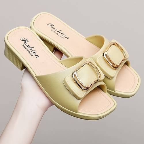 1 pair of womens thick heel flip flops and black simple and elegant suitable for and light business occasions