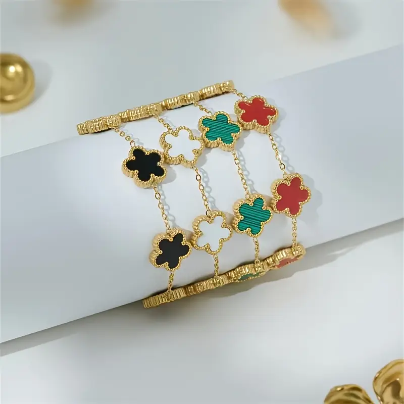 a flower bracelet made of stainless steel a stylish and versatile accessory Product details 2