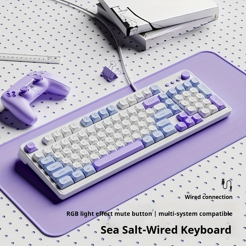 Image of Eweadn Wired Silent Gaming Keyboard With Rainbow Backlight, Quiet Typing Keys, Anti-ghosting, , Usb Plug And Play For Laptop Desktop Pc Office And Gaming Use