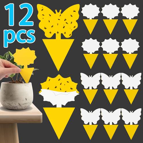 38 24 12pcs yellow fruit fly traps fly catcher sticky traps for indoor outdoor use mosquito traps ideal for gardens patios restaurants kitchens attracts flies pests home fly traps patio pest control