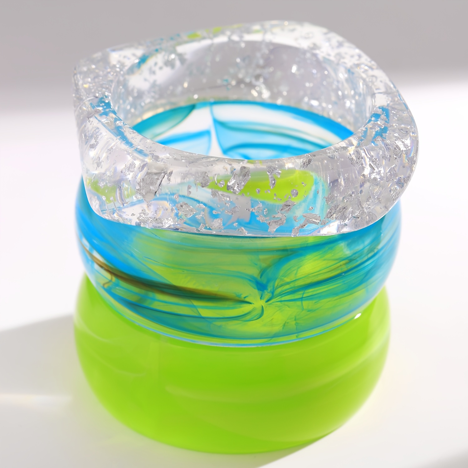 3pc Exaggerated Thick Colored Resin Bangle Bracelet Set