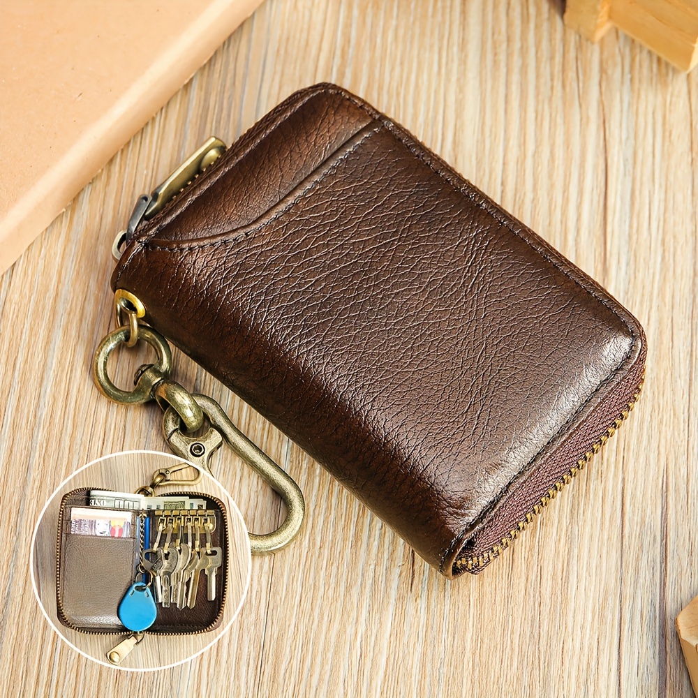 Premium Men's Leather Car Key Ring Holder Case Keychain Wallet Clip Bag  Pouch