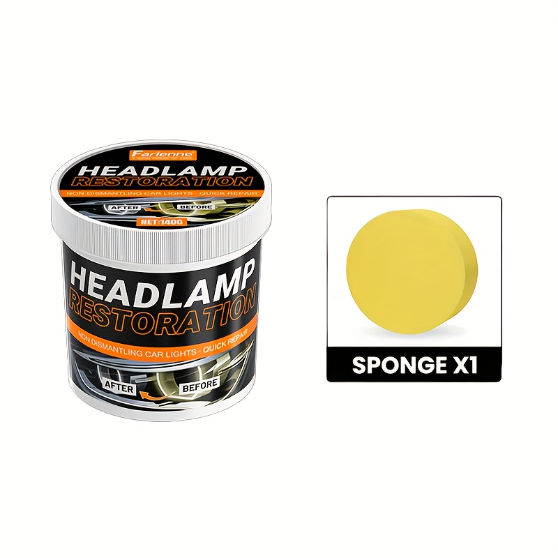 Universal Headlight Restoration Paste 140g Kit for Automotive Headlamp Polishing, Waxing, and Scratch Removal