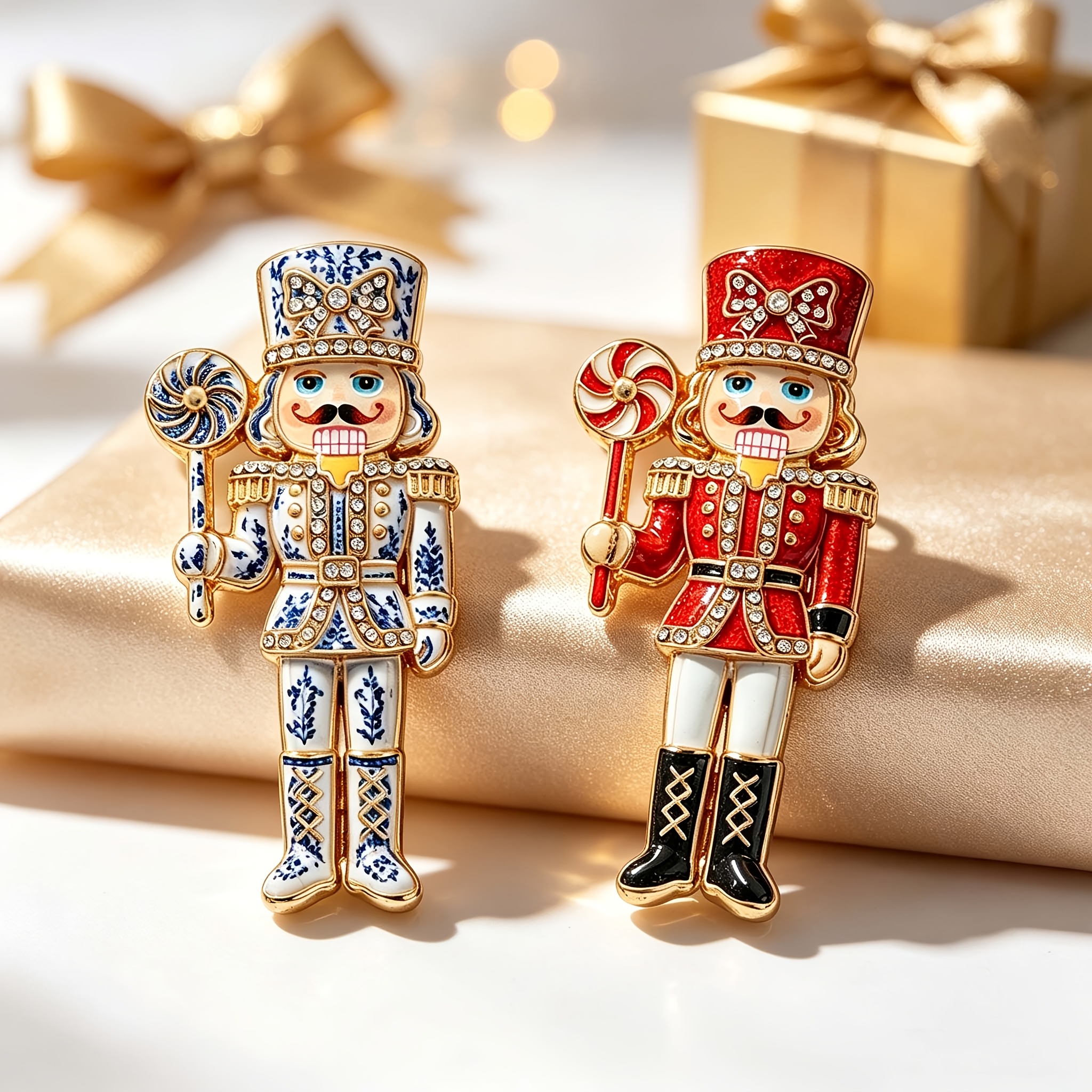 Rhinestone Nutcracker Soldier Brooch, Vintage Pin
