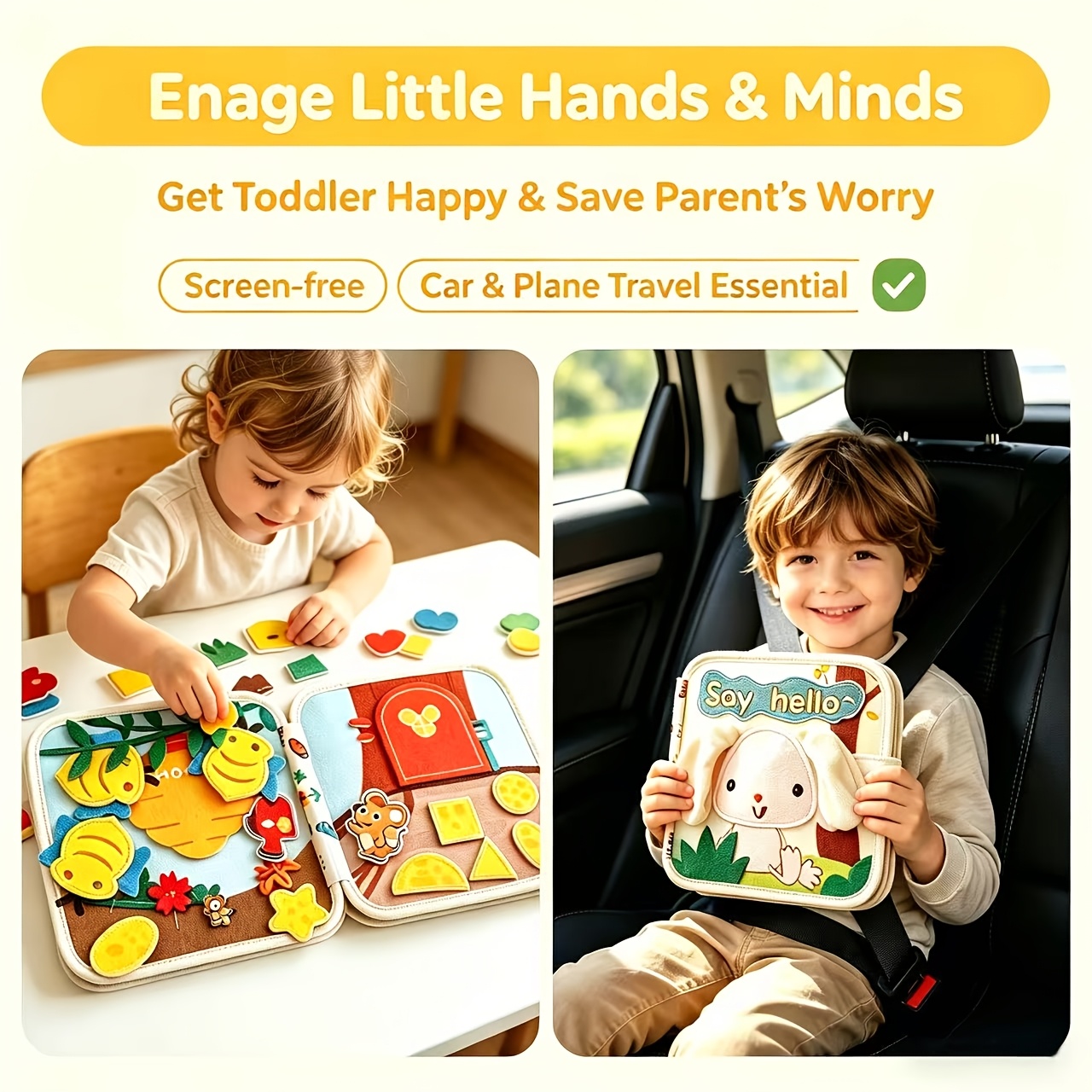 Durable Felt Quiet Book for Babies Featuring Animal Patterns
