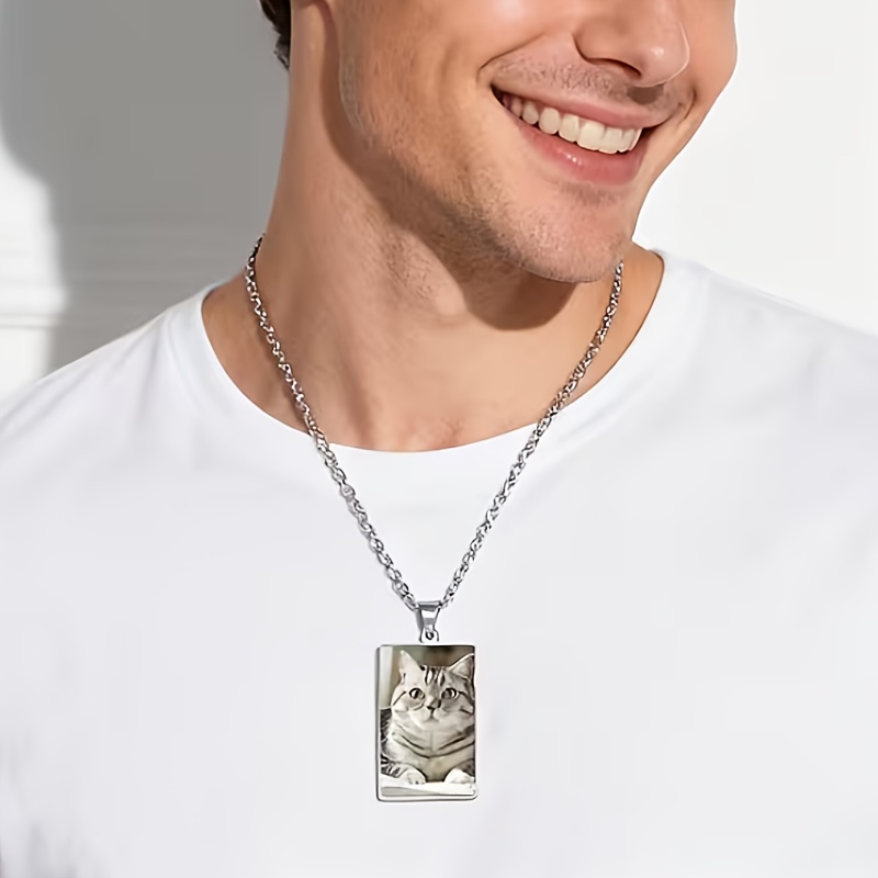 Customizable 18K Plated Photo Square Pendant Necklace
