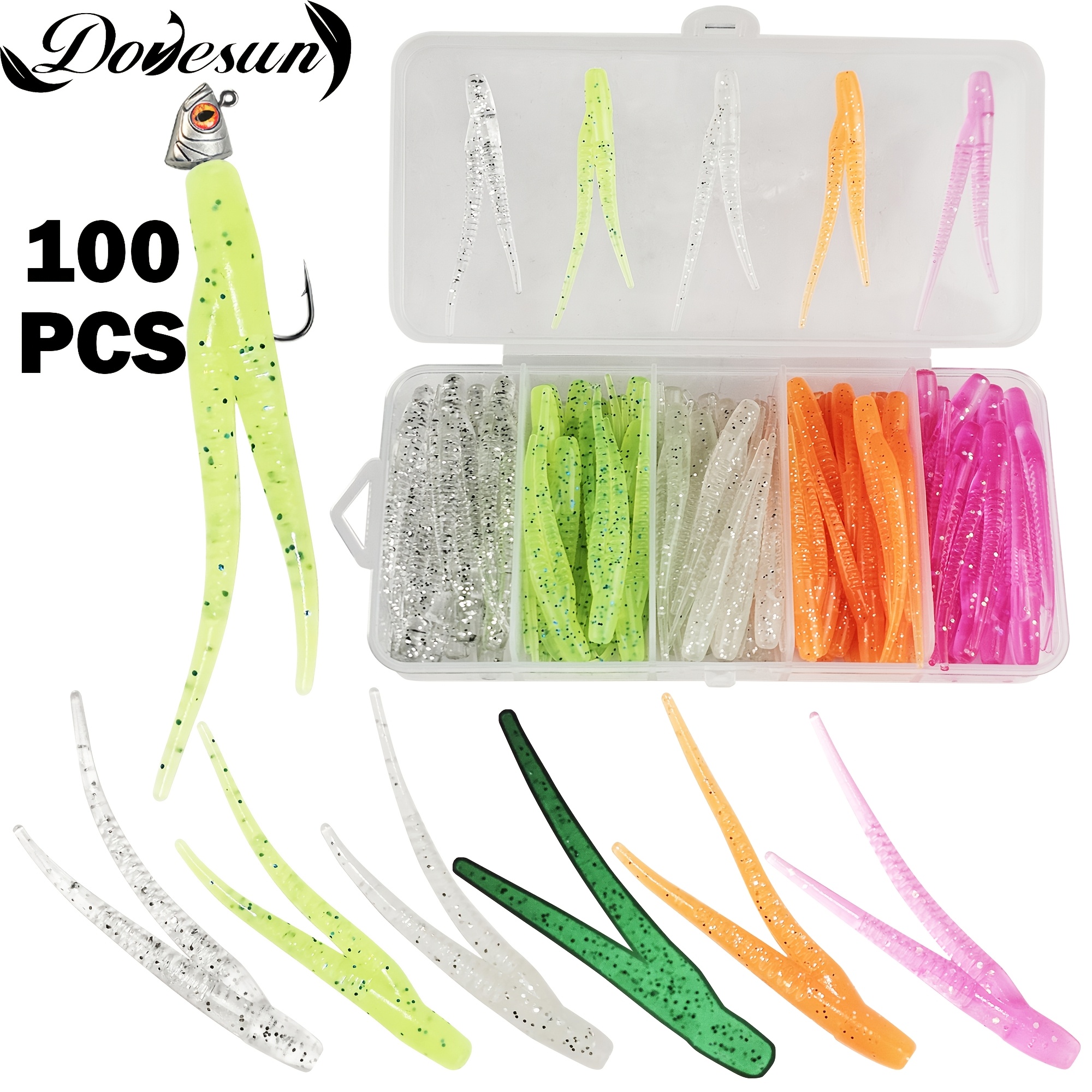 100 Esche Soft Plastic Fish Worm – Lure 3/4 Rosso Per Pesca Mare E Acqua Dolce Seasky