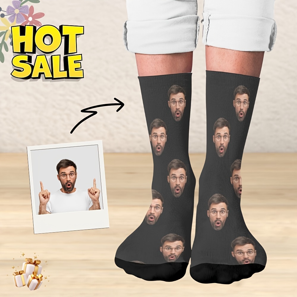 

Custom Face Socks, Personalized Funny Gift Socks With Photo Customized, Novelty Trendy Crew Party Present Socks For Men Women