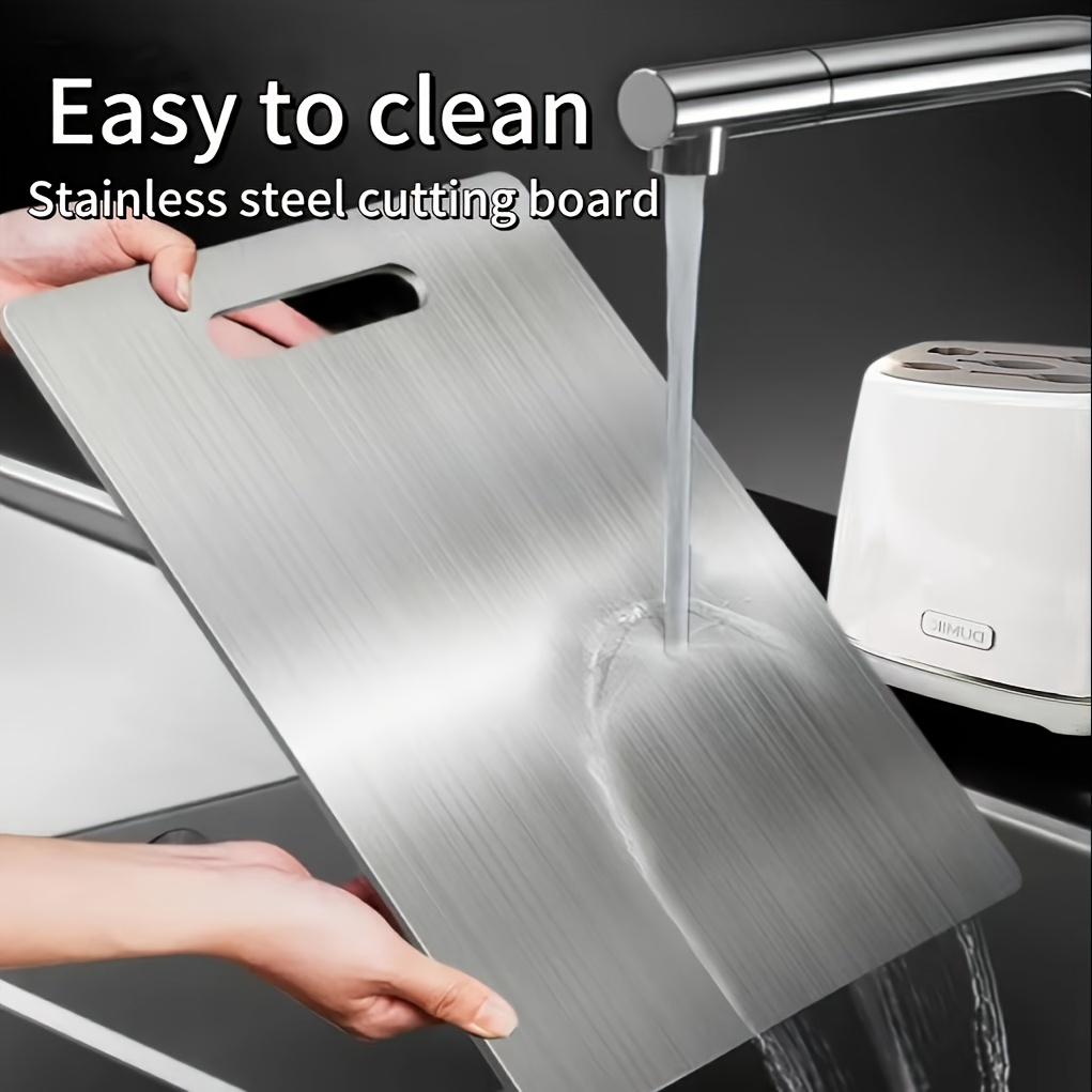 

Stainless Steel Cutting Board Double-sided, & Easy To Clean, Kitchen Chopping Board For All Cooking Needs, Food-safe For Home, Kitchen, Restaurant, Outdoor Camping &