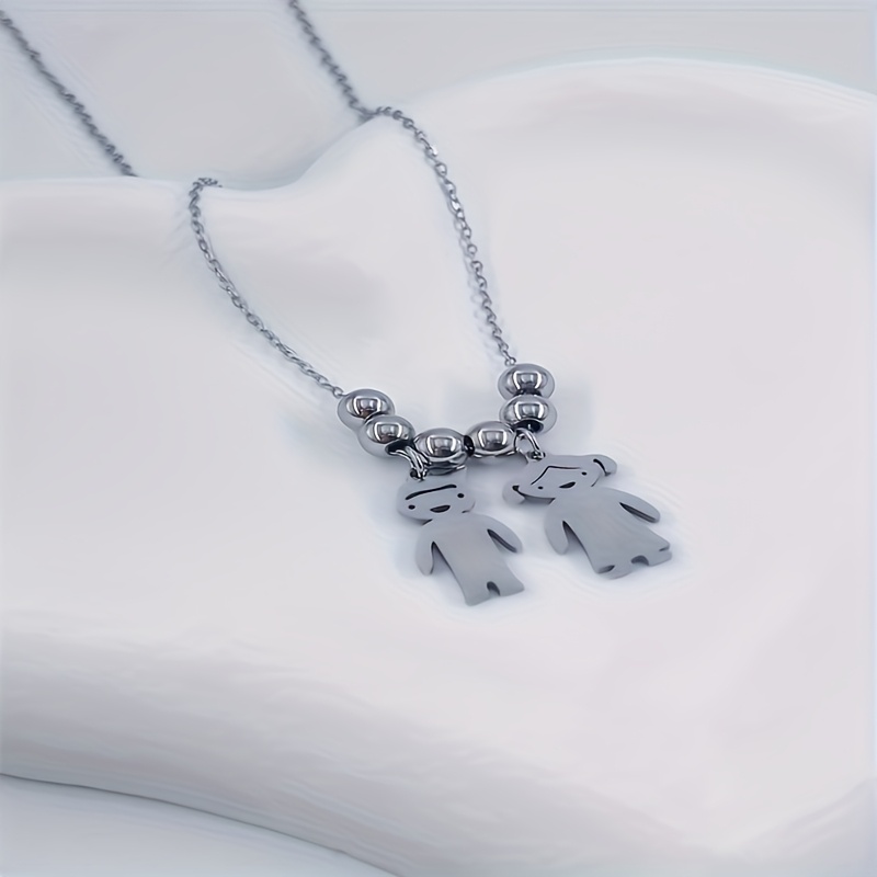 TEMU Personalized Last Name Necklace, Pendant Necklace For Little And Little (for Mom And Mother), Necklace With Family ' Names. Mother's Day Gift