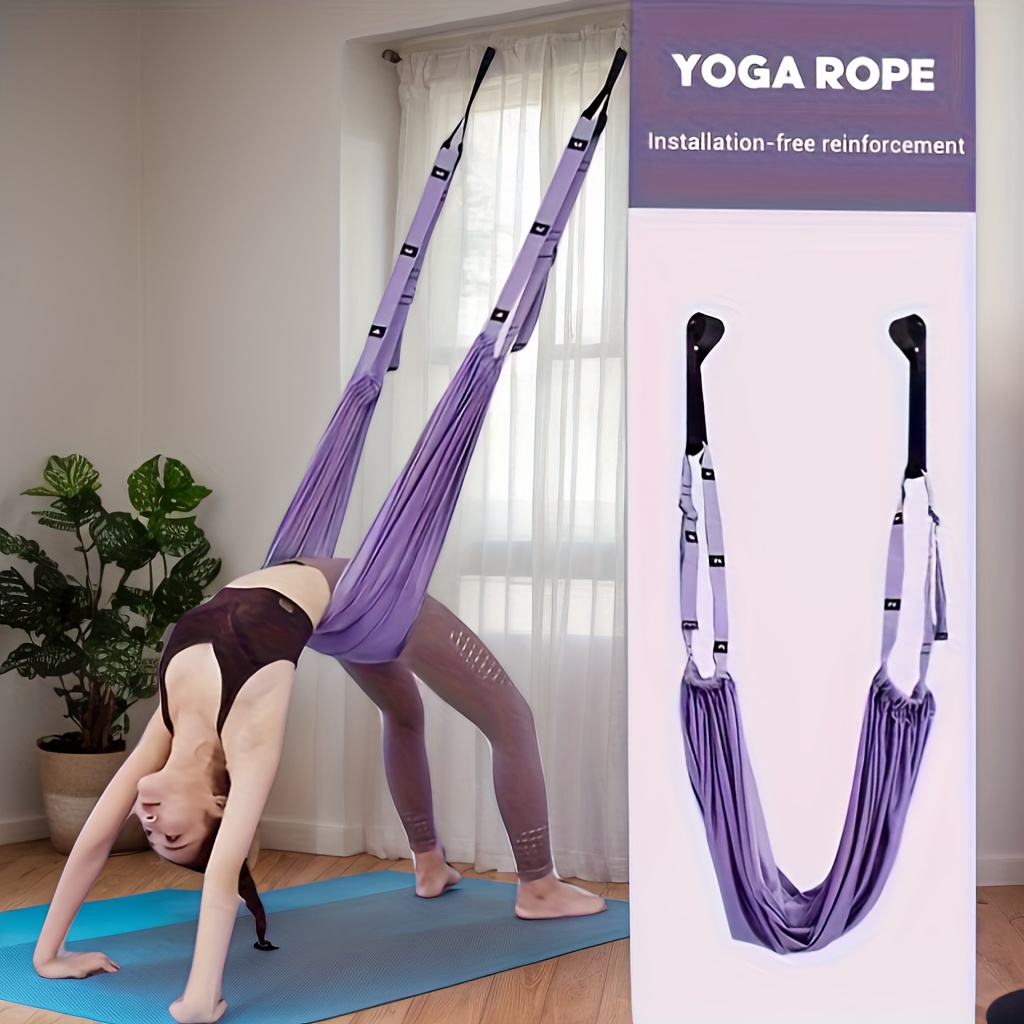 1pc     band medium tension door mounted inversion trainer pink purple with adjustable handles and durable fabric suitable for backbends hip strengthening core exercises fitness equipment for all levels anti gravity aerial yoga hammock ceiling suspension straps ideal for beginners and advanced practitioners bj0013 purple 9