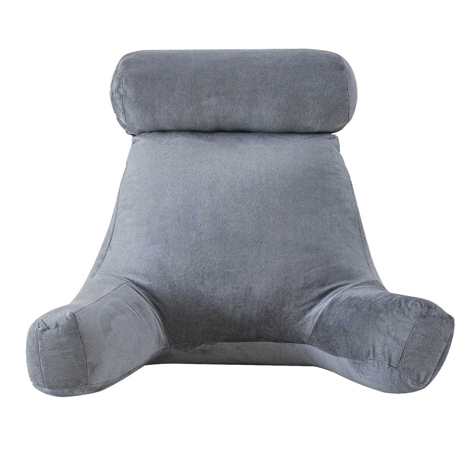 Oversized Reading Cushion, Support Pillow For Bed With Removable Neck Roll & Elevated Arm Support For Sitting On Bed, Sofa, Or Floor - Adult Backrest Pillow For Tv Watching, Gaming, Or Relaxation