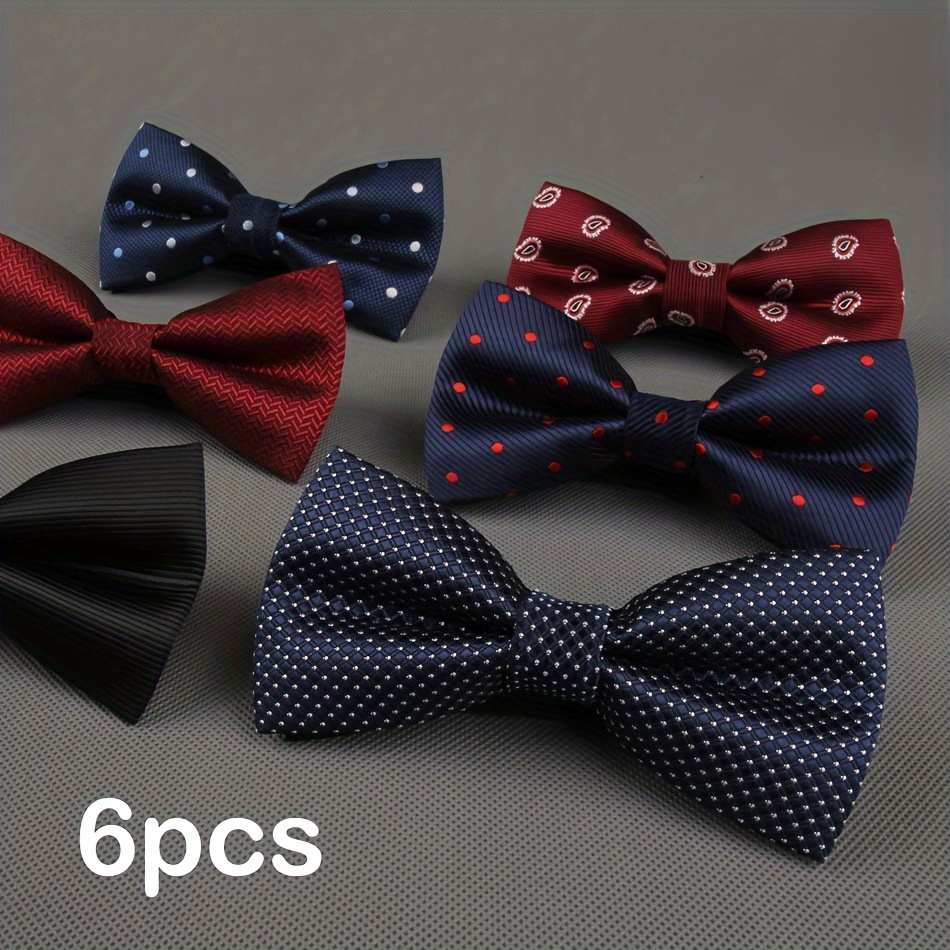 

6 Pre-tied Bow For Men, Polyester , &