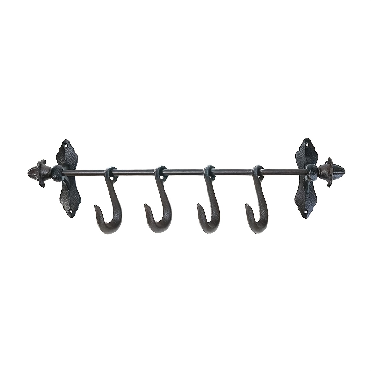 TEMU Perchero de pared vintage de hierro fundido - Perchero de pared de estilo granja, para abrigos, llaves, tazas, toallas - Estante de