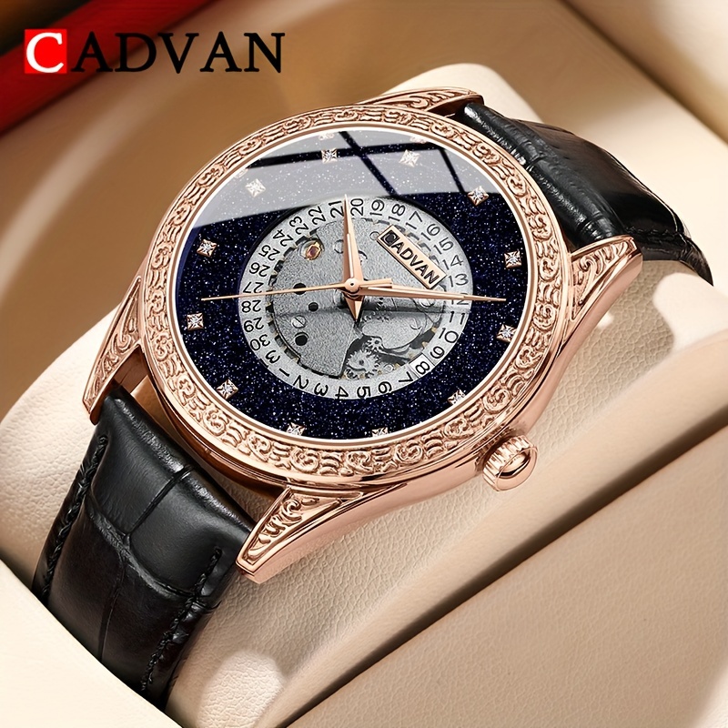 

Cadvan Men's Luxury Fashion Mechanical Watch Waterproof Calendar Belt Men's Watch With Gift Box