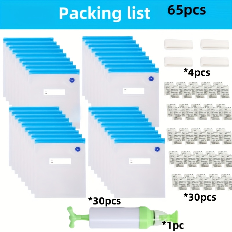 34/65pcs Filament Storage Bags Vacuum Kit, 15/30pcs 3d Printer Filament Sealed Bags Desiccants/seal Clip/hand Pump, 11.8 * 13.4 In Fit Most 0.25/0.5/1kg 3d Printer Filament Spools