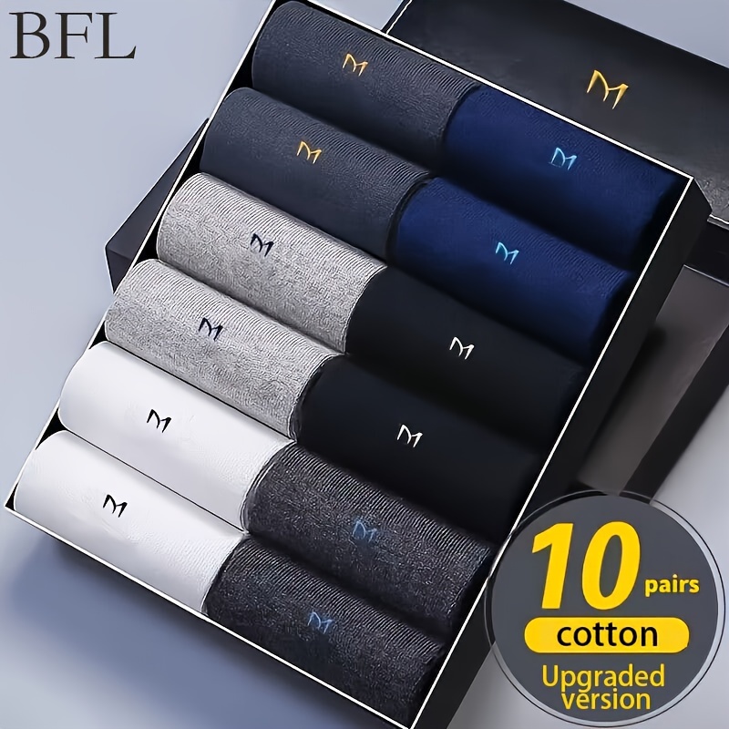 

Bfl 10 Pairs , Antibacterial Odor- Moisture-wicking, Mid-, 97% 3% , Pattern, Washable