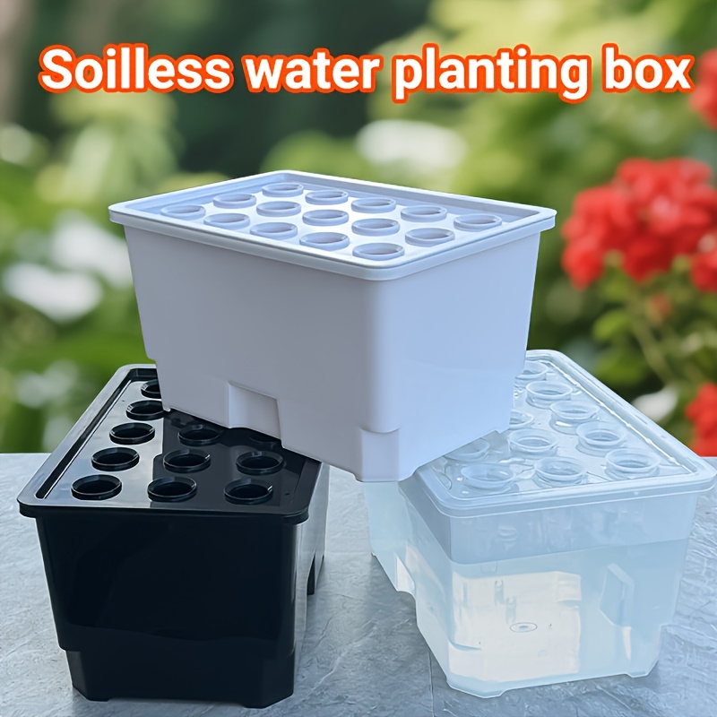 a set of indoor soilless vegetable and herb planting system no electricity required hydroponic     suitable for balcony gardening in black white transparent colors